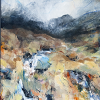 Rhy Hwyr i fynd / Too late to walk far 65 x 65cm, mixed media on wood - £875